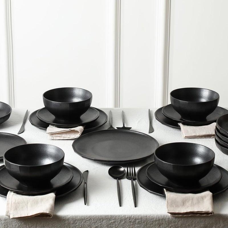 Stone Lain Rio 12Piece Dinnerware Set Stoneware Black - Image 5