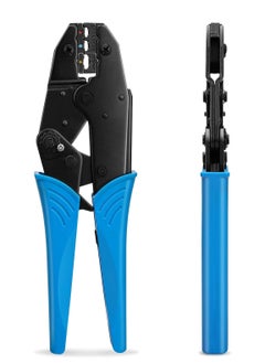 Excefore Crimping Tool for Heat Shrink Connectors, AWG22-10 Crimping Tool For Insulated Electrical Connectors, Ratcheting Wire Terminal Crimper - Crimping Pliers - Electrical Crimping Tool (30C, Blue)  - Image 1