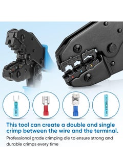Excefore Crimping Tool for Heat Shrink Connectors, AWG22-10 Crimping Tool For Insulated Electrical Connectors, Ratcheting Wire Terminal Crimper - Crimping Pliers - Electrical Crimping Tool (30C, Blue)  - Image 3