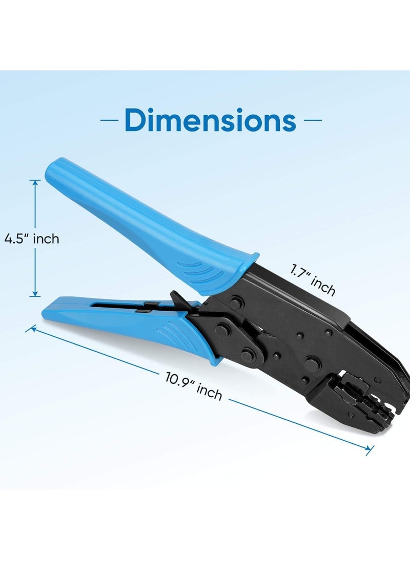 Excefore - Crimping Tool for Heat Shrink Connectors, AWG22-10 Crimping Tool For Insulated Electrical Connectors, Ratcheting Wire Terminal Crimper - Crimping Pliers - Electrical Crimping Tool (30C, Blue) - Image 1