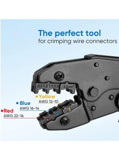 Excefore Crimping Tool for Heat Shrink Connectors, AWG22-10 Crimping Tool For Insulated Electrical Connectors, Ratcheting Wire Terminal Crimper - Crimping Pliers - Electrical Crimping Tool (30C, Blue)  - Image 2