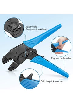 Excefore Crimping Tool for Heat Shrink Connectors, AWG22-10 Crimping Tool For Insulated Electrical Connectors, Ratcheting Wire Terminal Crimper - Crimping Pliers - Electrical Crimping Tool (30C, Blue)  - Image 5