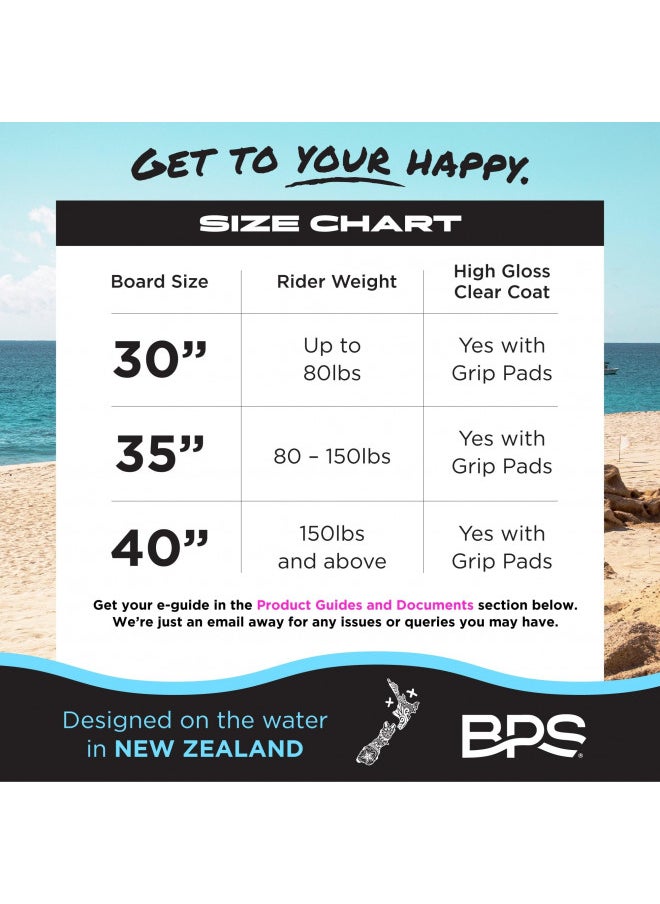 BPS - BPS 'Shaka' 35 Inch No Wax Needed Skim Board - Epoxy Coated Wood Skimboard with EVA Pads - Skimboard for Beginner to Advanced (Blue) - Image 1
