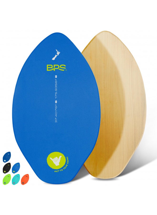 BPS - BPS 'Shaka' 35 Inch No Wax Needed Skim Board - Epoxy Coated Wood Skimboard with EVA Pads - Skimboard for Beginner to Advanced (Blue) - Image 1