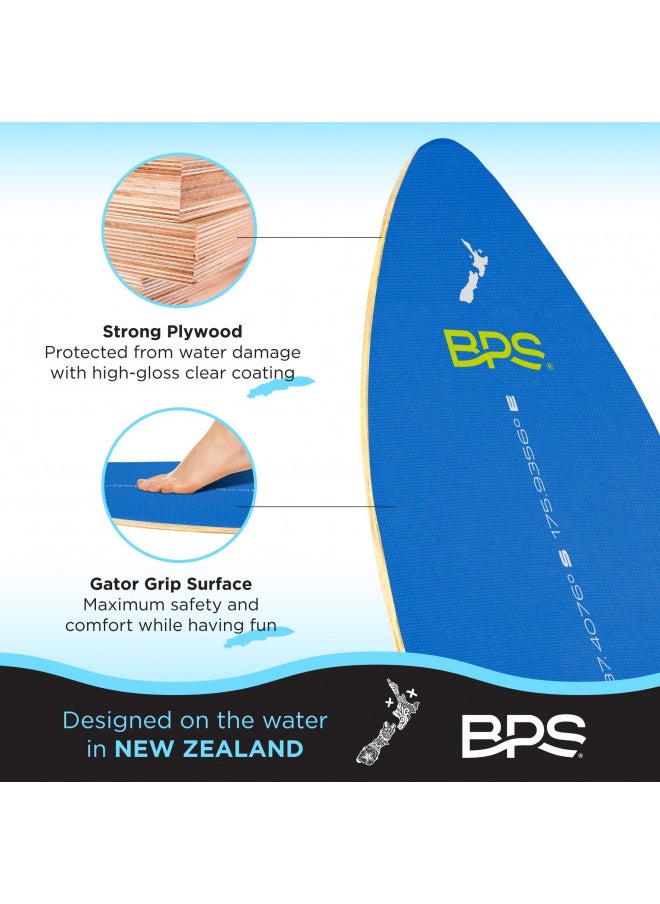 BPS - BPS 'Shaka' 35 Inch No Wax Needed Skim Board - Epoxy Coated Wood Skimboard with EVA Pads - Skimboard for Beginner to Advanced (Blue) - Image 1