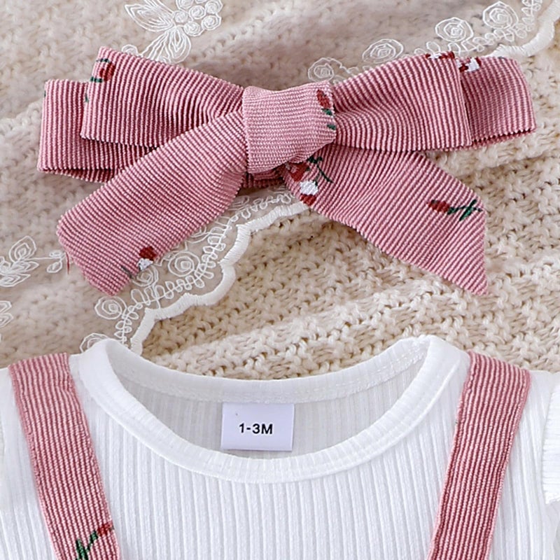 YINGISFITM Newborn Infant Baby Girl Clothes Fall Winter Long Sleeve Bubble Romper Floral Bow One Piece Jumpsuit Cute Outfits (Pink, 0-3 Months) - Image 5