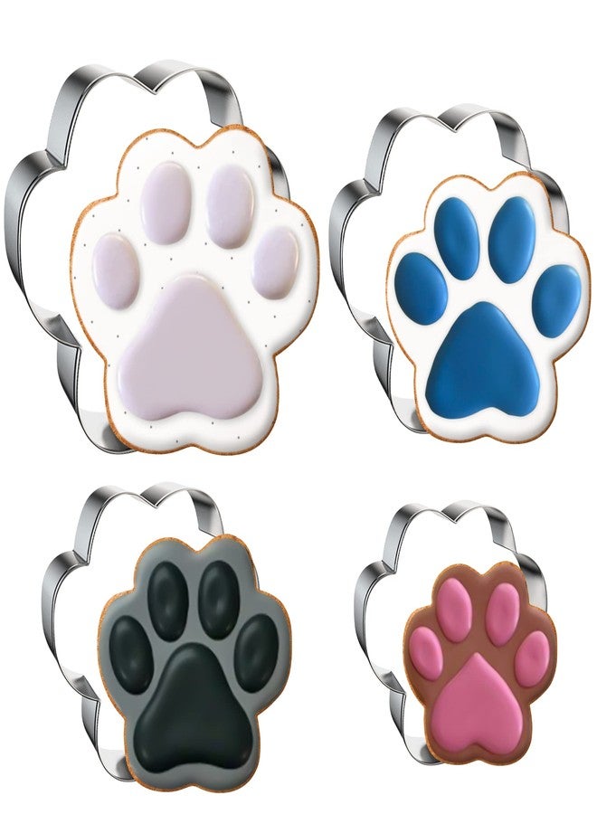 FUSOTO Dog Paw Cookie Cutters Set, Cookie Cutter for Homemade Dog Treat, 4Pcs Stainless Steel Cutters Dog Paw Shape for Cookie Baking, Sandwiches, Biscuits, Fruit, Vegetable - Image 1