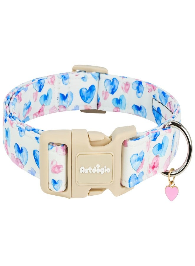 Astdogio Valentine Dog Collar for Large Dogs, Adjustable Large Dog Collar with Pink & Blue Heart Pattern, Cute Valentine Dog Collars Girl Boy Collar for Dogs -L - Image 1
