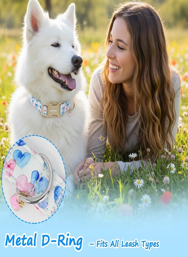 Astdogio Valentine Dog Collar for Large Dogs, Adjustable Large Dog Collar with Pink & Blue Heart Pattern, Cute Valentine Dog Collars Girl Boy Collar for Dogs -L - Image 3