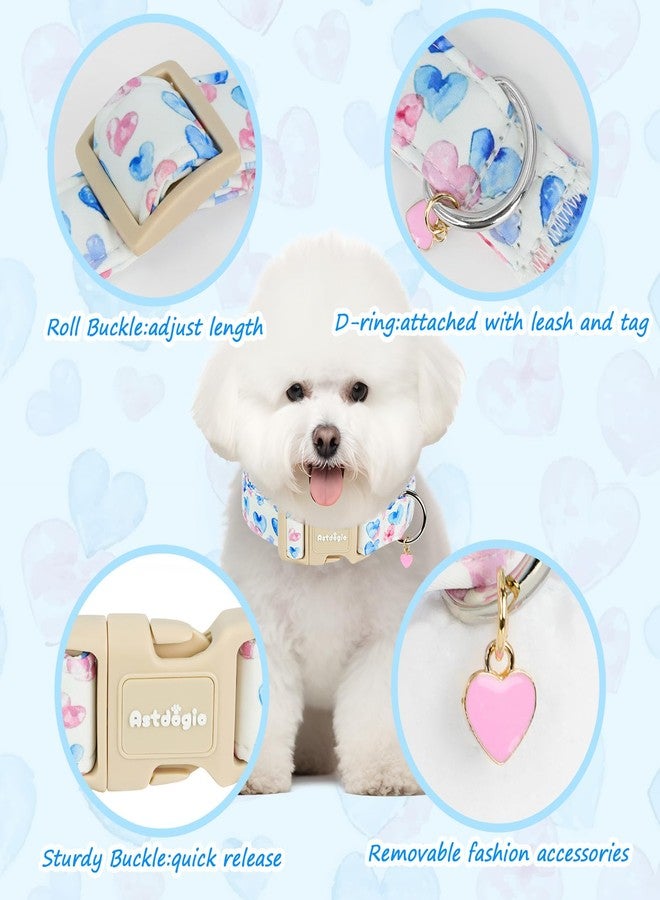 Astdogio Valentine Dog Collar for Large Dogs, Adjustable Large Dog Collar with Pink & Blue Heart Pattern, Cute Valentine Dog Collars Girl Boy Collar for Dogs -L - Image 4