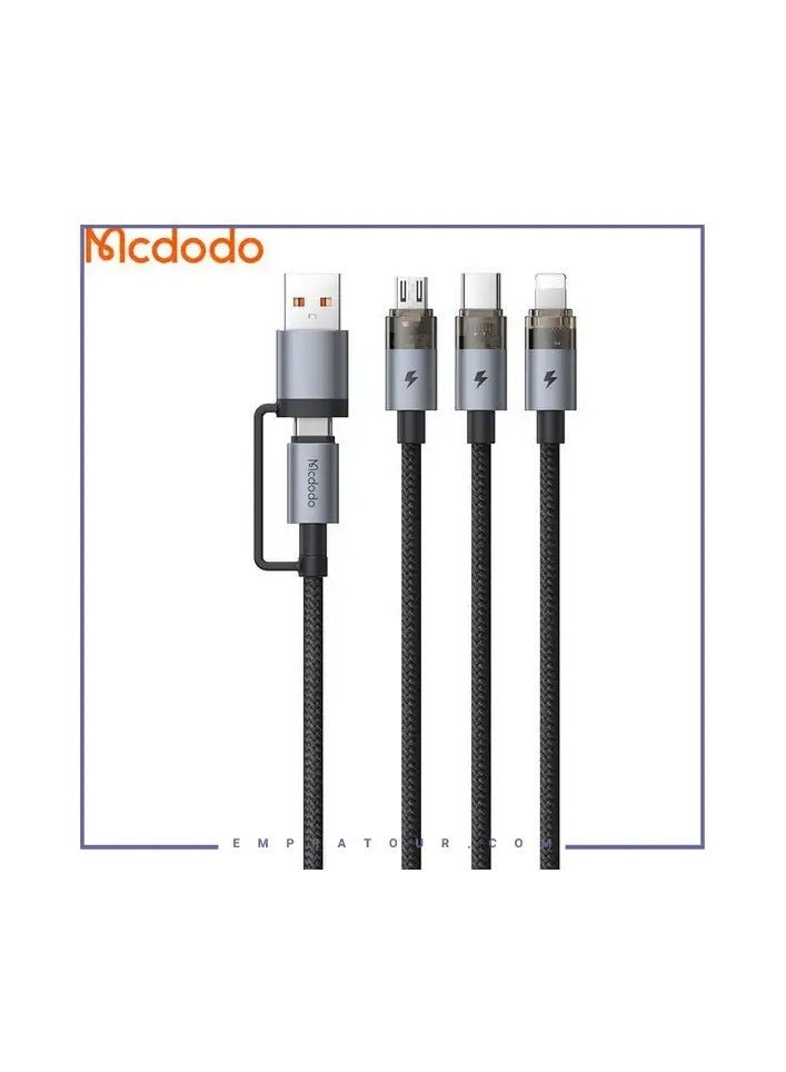 Mcdodo CA 7260 6 in-1 100W Charging Cable with LED  Lightning  Type-C  Micro USB 1.2m - Image 1