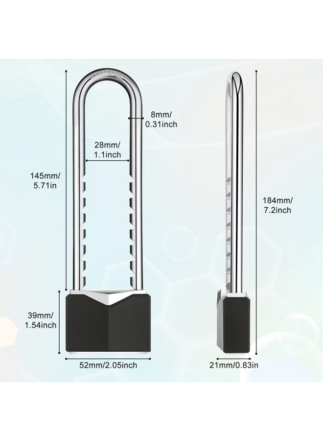Photect 4 Pcs Long Shackle Padlock with Key 2 Inch Solid Brass Removable Adjustable Length Black Shackle for Gates, Cabinets, Motorcycle, Bike Lock - Image 2