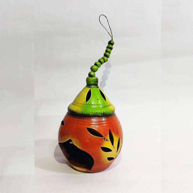 Terracotta Tealight Candle Holder Decorative Hanging Lamp for Living Room or Balcony Garden Home Decor 100 Handmade Handpainted Design Candle Diya Holder - Image 2
