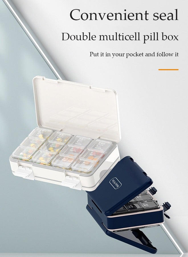 DUNISO Pill Organizer,Portable Small Weekly Travel Pill Organizer Portable Pocket Pill Box Dispenser for Purse Vitamin Fish Oil Compartments Container Medicine Box - Image 2