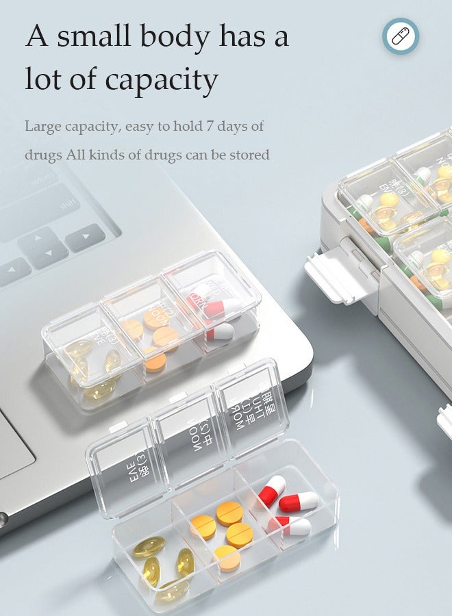 DUNISO Pill Organizer,Portable Small Weekly Travel Pill Organizer Portable Pocket Pill Box Dispenser for Purse Vitamin Fish Oil Compartments Container Medicine Box - Image 5