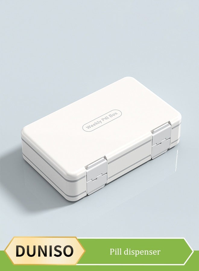 DUNISO Pill Organizer,Portable Small Weekly Travel Pill Organizer Portable Pocket Pill Box Dispenser for Purse Vitamin Fish Oil Compartments Container Medicine Box - Image 1