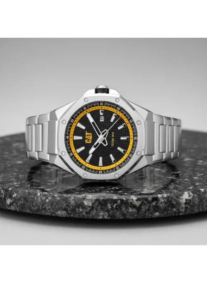 CATERPILLAR CAT (Caterpillar) Hexline AW.141.11.127 Men's Quartz Watch, Stainless Steel, Black Dial, 42mm - Image 3