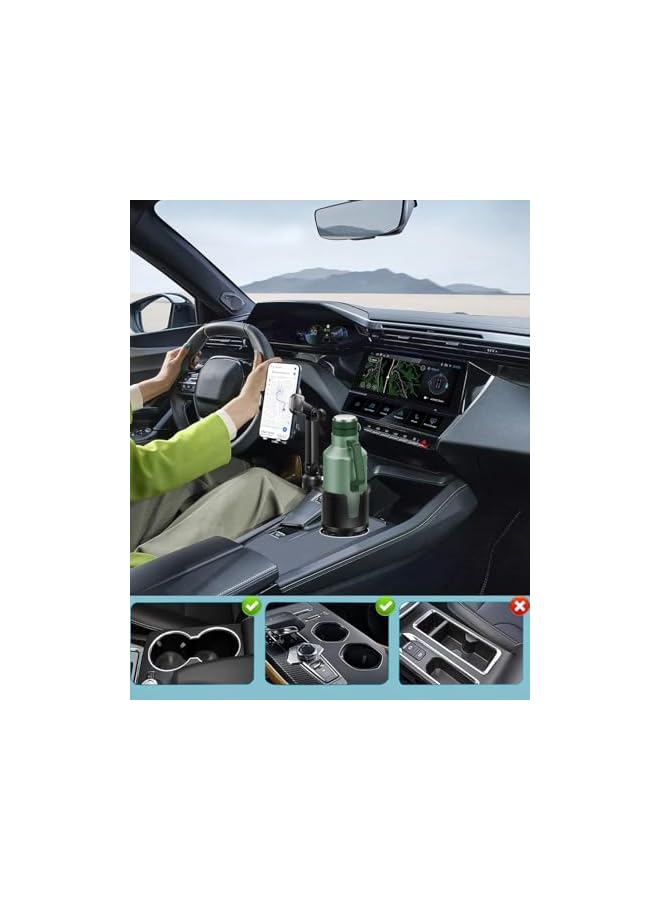 S-TOP car phone mount cup holder, Universal Adjustable Hands Free Cup Holder Phone Mount for Car with Expandable Base, Sturdy Holder for 4-7 inches iPhone Cellphone and Most Beverage Bottles Black - Image 4