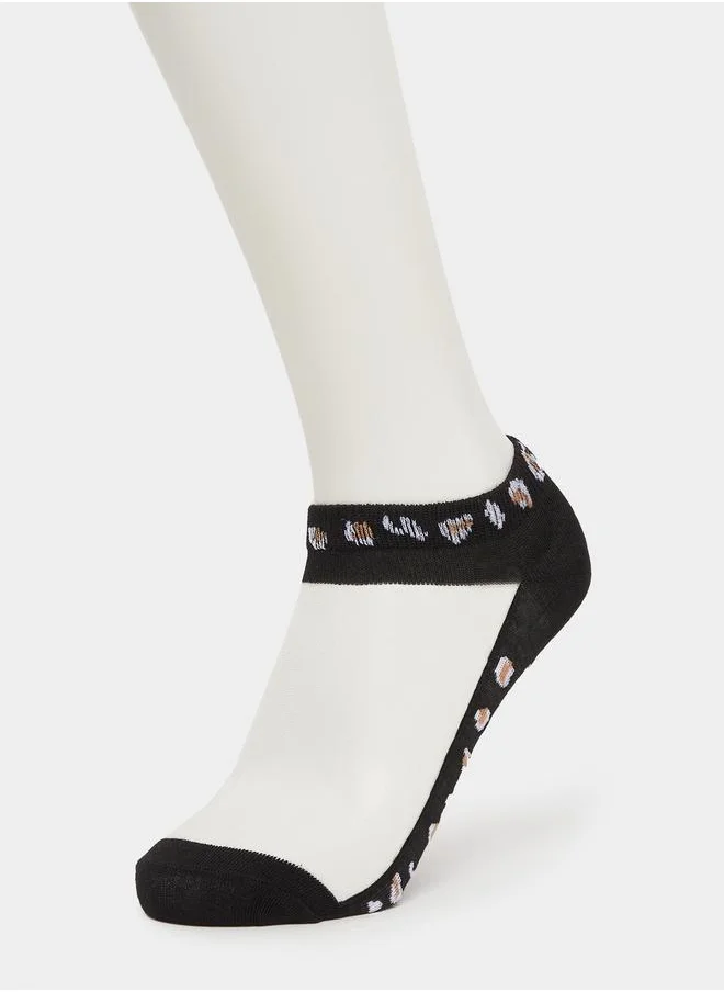 ستايلي Styli Set of 5 - Leopard Print Ankle Socks