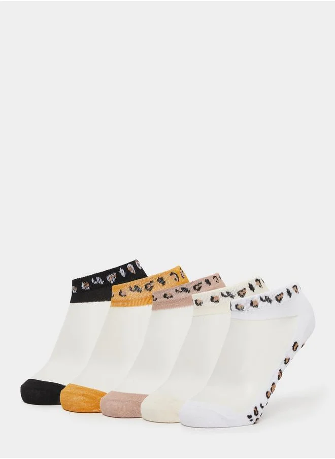 ستايلي Styli Set of 5 - Leopard Print Ankle Socks