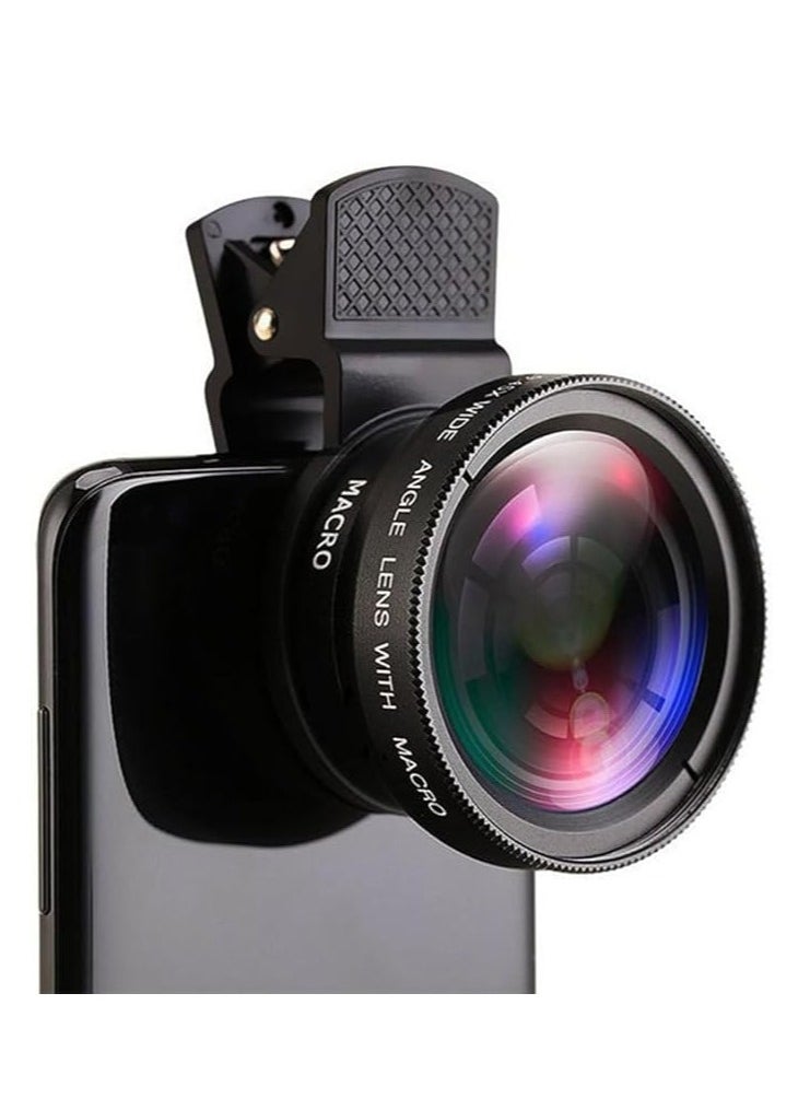 PANDAMALL Phone Camera Lens, 2 in 1 Cell Phone Clip-on Lens Kit 0.45X Wide Angle Lens 140°+ 12.5X Macro Lens Clip-on iPhone Lens for iPhone Samsung and Most of Android Smartphone  - Image 1