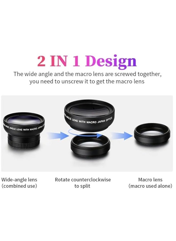PANDAMALL Phone Camera Lens, 2 in 1 Cell Phone Clip-on Lens Kit 0.45X Wide Angle Lens 140°+ 12.5X Macro Lens Clip-on iPhone Lens for iPhone Samsung and Most of Android Smartphone  - Image 2