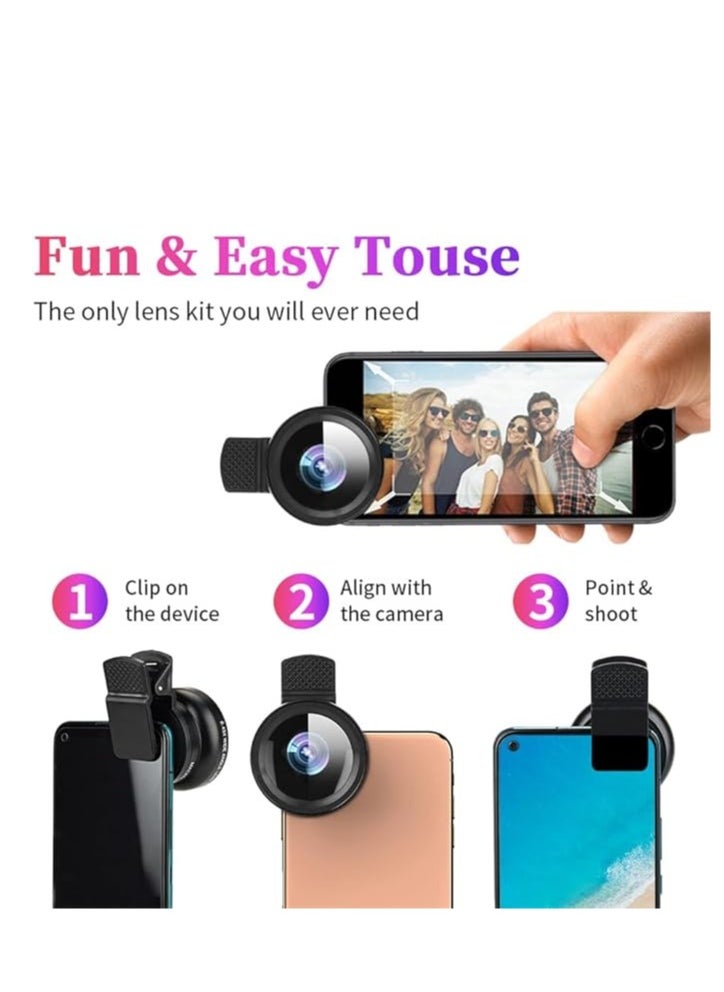 PANDAMALL Phone Camera Lens, 2 in 1 Cell Phone Clip-on Lens Kit 0.45X Wide Angle Lens 140°+ 12.5X Macro Lens Clip-on iPhone Lens for iPhone Samsung and Most of Android Smartphone  - Image 3