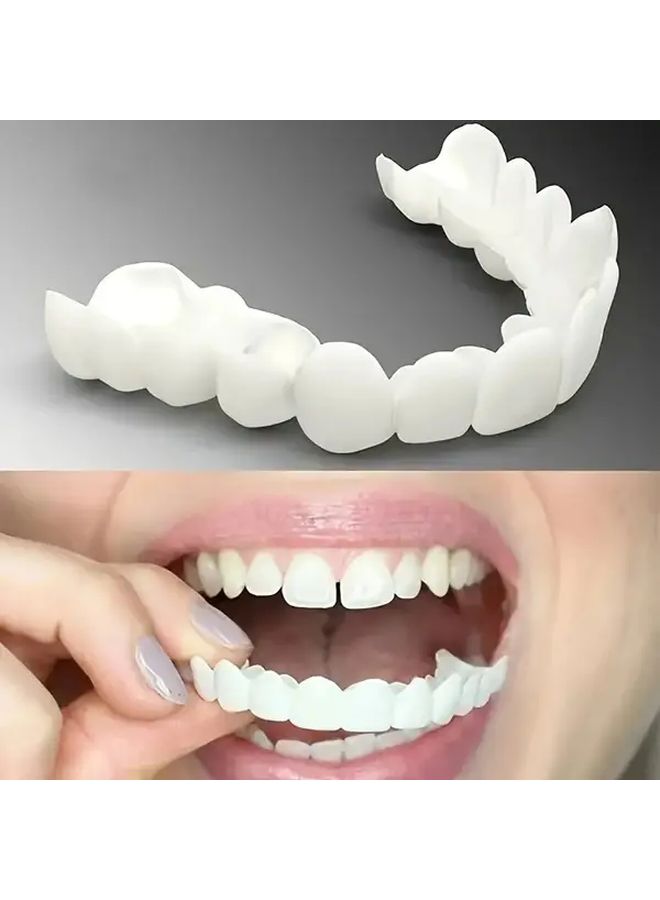 6pcs White Adjustable Dentures For Upper And Lower Teeth Comfortable Soft Fit - Image 1