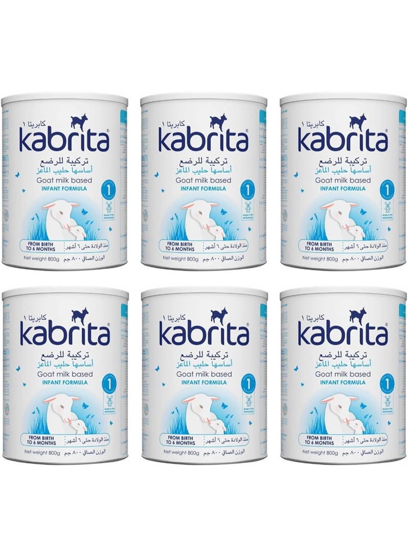 كابريتا تركيبة حليب الأطفال كابريتا 1 المصنوعة من حليب الماعز من عمر 0 ​​إلى 6 أشهر، 800 غرام، عبوة من 6 قطع - Image 1