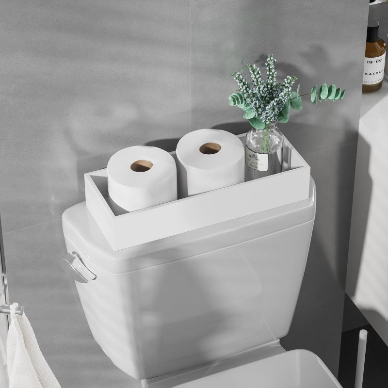 ZHWS Toilet Paper Basket, Bathroom Basket, Toilet Tank Tray for Storage Toiletries, Back of Toilet Organizer, Bathroom Vanity Tray for Makeup, Decorative Tray, Toilet Tank Basket 15" x 6" x 3 White - Image 4