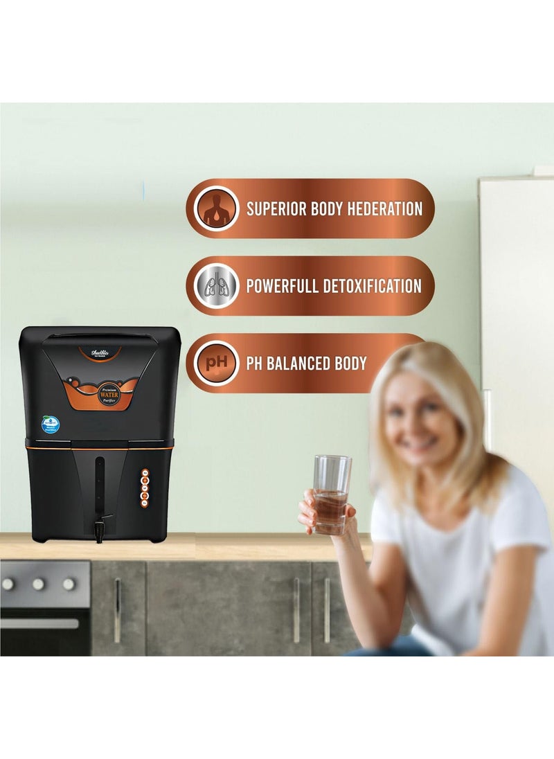 AQUA D PURE 4 in 1 Copper RO Water Purifier with 10 Stage Purification Filtration UV UF TDS Adjuster and 12 Liter Large Storage Tank Suitable for all type of water supply