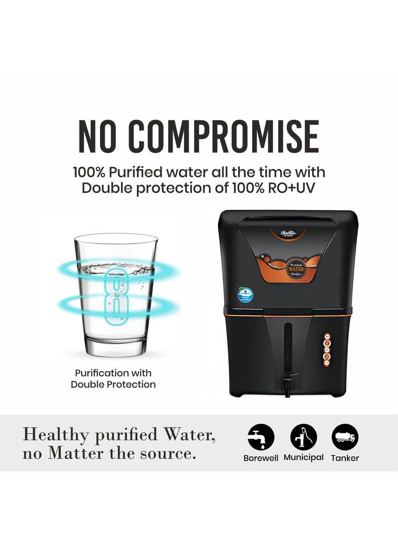 AQUA D PURE 4 in 1 Copper RO Water Purifier with 10 Stage Purification Filtration UV UF TDS Adjuster and 12 Liter Large Storage Tank Suitable for all type of water supply