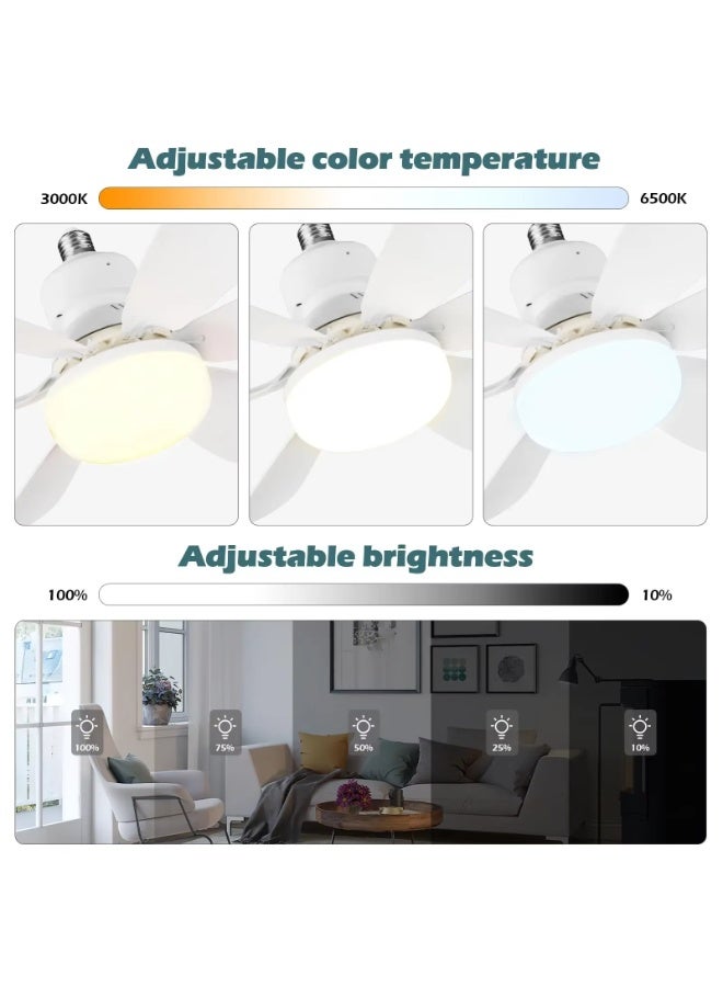 مودي مصباح مروحة بمقبس مع جهاز تحكم، شفرات قابلة للطي، تركيب سهل E26/E27، جسم 8 بوصات يتمدد إلى 16 بوصة، 3 سرعات ودرجة لون قابلة للتعديل 3000K–6500K، نسيم هادئ لغرفة الأطفال وغرفة النوم والمطبخ والحمّام والمساحات الصغيرة - Image 2