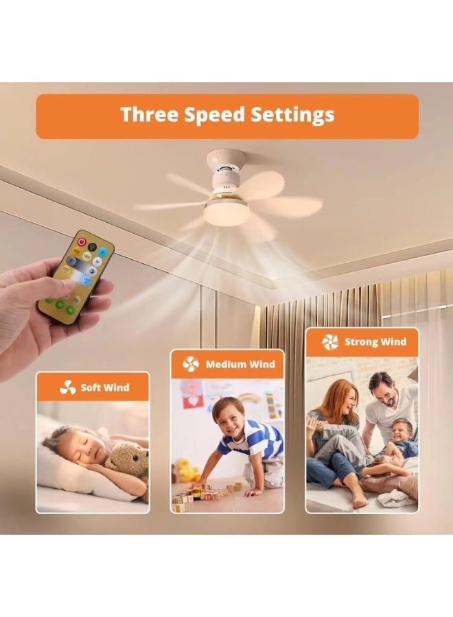 مودي مصباح مروحة بمقبس مع جهاز تحكم، شفرات قابلة للطي، تركيب سهل E26/E27، جسم 8 بوصات يتمدد إلى 16 بوصة، 3 سرعات ودرجة لون قابلة للتعديل 3000K–6500K، نسيم هادئ لغرفة الأطفال وغرفة النوم والمطبخ والحمّام والمساحات الصغيرة - Image 4