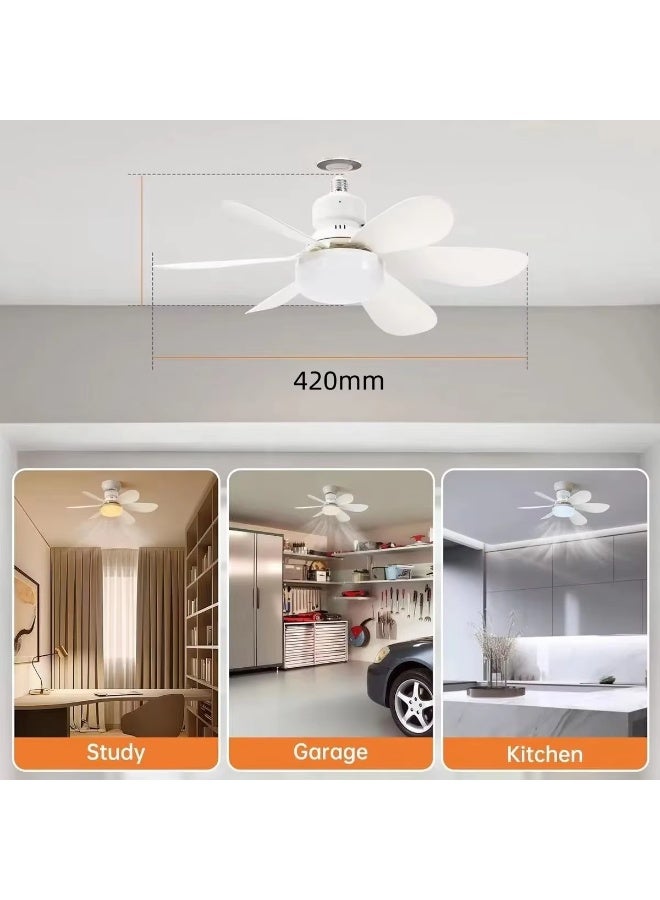 مودي مصباح مروحة بمقبس مع جهاز تحكم، شفرات قابلة للطي، تركيب سهل E26/E27، جسم 8 بوصات يتمدد إلى 16 بوصة، 3 سرعات ودرجة لون قابلة للتعديل 3000K–6500K، نسيم هادئ لغرفة الأطفال وغرفة النوم والمطبخ والحمّام والمساحات الصغيرة - Image 3