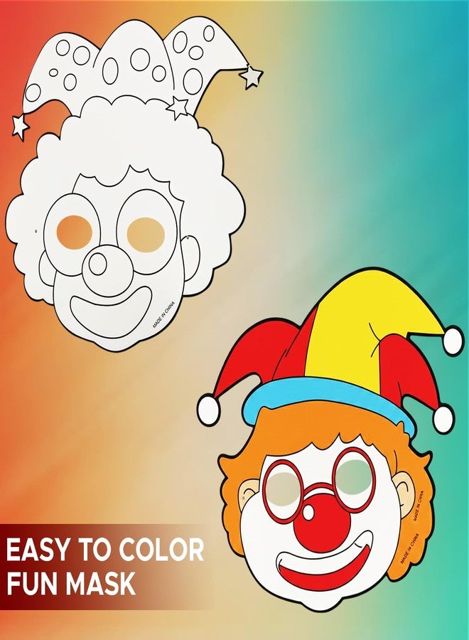NHR DIY Color Joker Mask for Kids with Sketch Pens & String, Assorted Paintable Paper Face Masks, Art & Craft, Birthday Party Return Gifts, Fancy Dress, Creative Learning Toy for Boys & Girls - Image 3