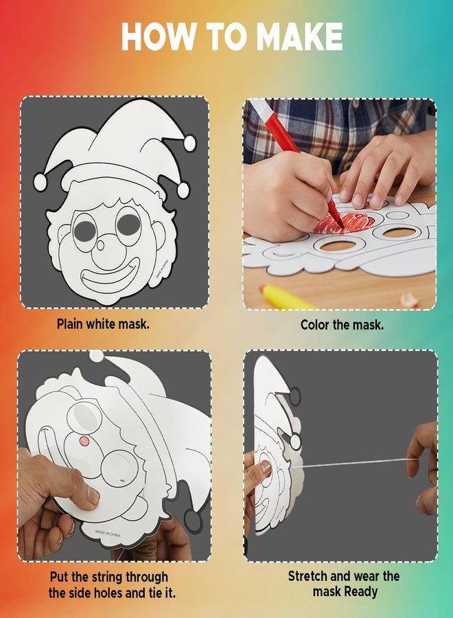 NHR DIY Color Joker Mask for Kids with Sketch Pens & String, Assorted Paintable Paper Face Masks, Art & Craft, Birthday Party Return Gifts, Fancy Dress, Creative Learning Toy for Boys & Girls - Image 4