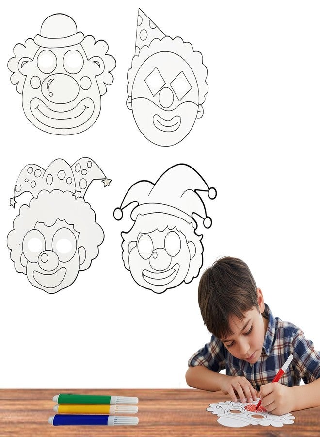 NHR DIY Color Joker Mask for Kids with Sketch Pens & String, Assorted Paintable Paper Face Masks, Art & Craft, Birthday Party Return Gifts, Fancy Dress, Creative Learning Toy for Boys & Girls - Image 1
