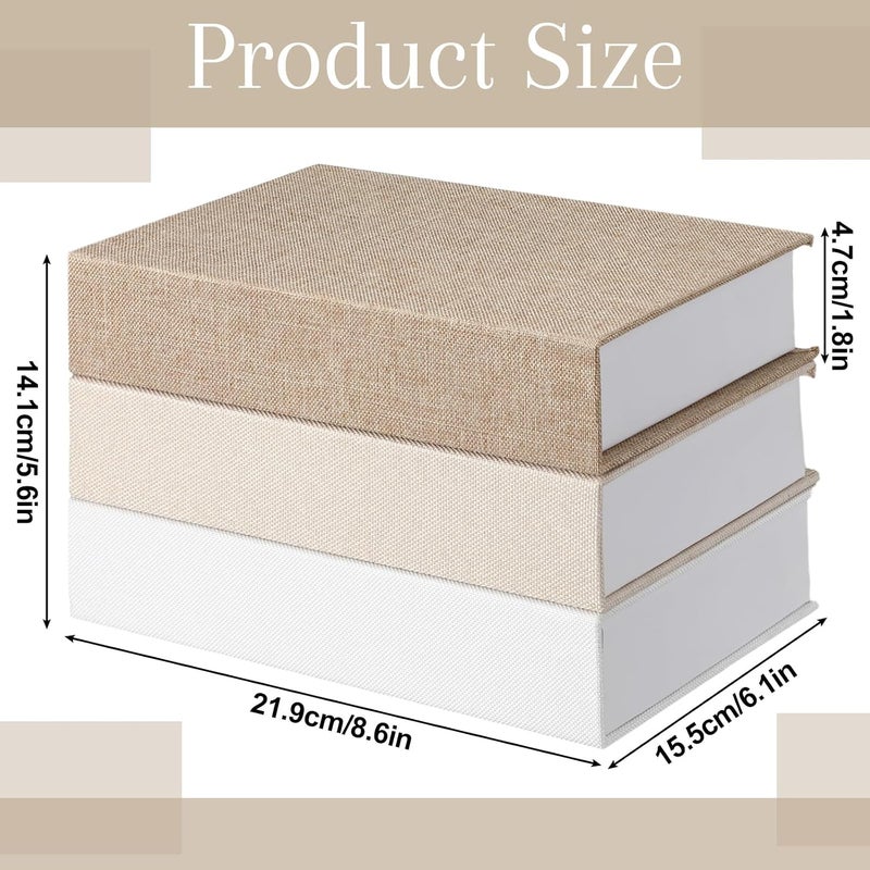 Tioncy 3 Pcs Decorative Book Box Modern Fake Book Storage Box Linen Faux Books for Bookshelf Decoration Coffee Table Book for DIY Crafts(Multicolor, 8.6 x 6.1 x 1.8 Inch) - Image 2