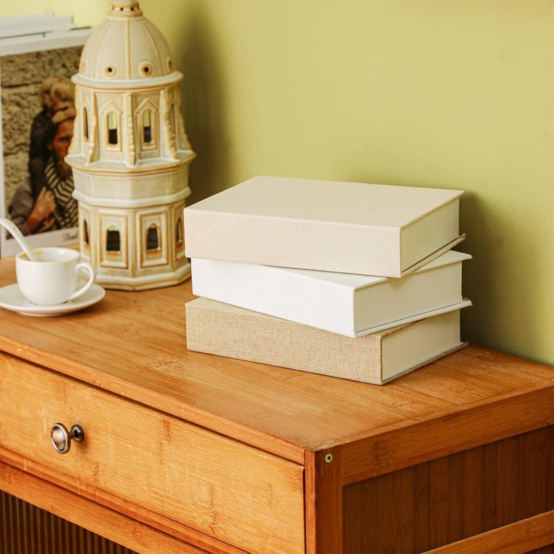 Tioncy 3 Pcs Decorative Book Box Modern Fake Book Storage Box Linen Faux Books for Bookshelf Decoration Coffee Table Book for DIY Crafts(Multicolor, 8.6 x 6.1 x 1.8 Inch) - Image 5
