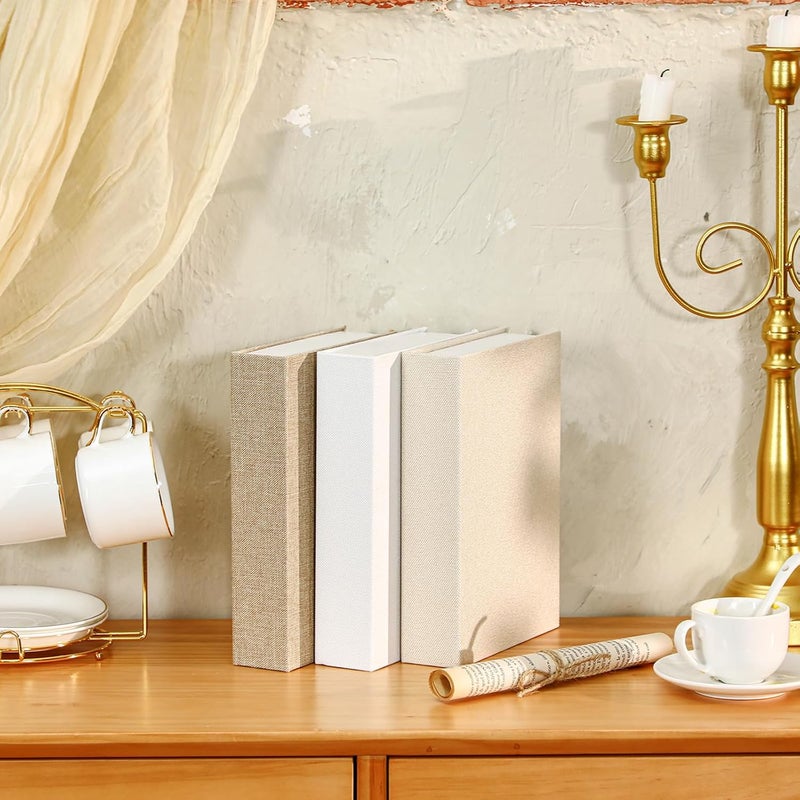 Tioncy 3 Pcs Decorative Book Box Modern Fake Book Storage Box Linen Faux Books for Bookshelf Decoration Coffee Table Book for DIY Crafts(Multicolor, 8.6 x 6.1 x 1.8 Inch) - Image 4