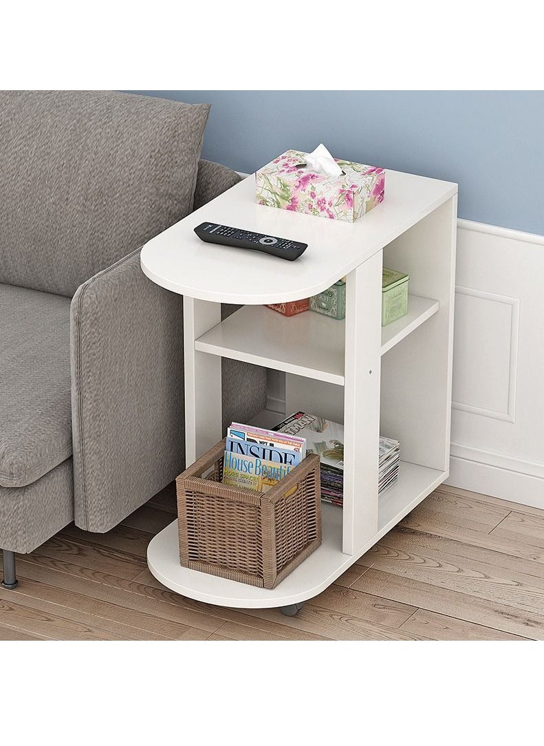 Arabest - Storage Rack Side Snack Table with Swivel Sofa Bar Trolley with Wooden Service 3 Tier Kitchen Trolley Cart Trolley with Wheels Bedside Coffee Table - Image 1