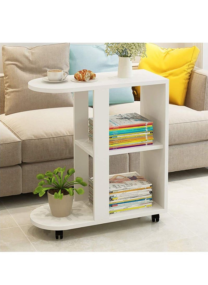 Arabest - Storage Rack Side Snack Table with Swivel Sofa Bar Trolley with Wooden Service 3 Tier Kitchen Trolley Cart Trolley with Wheels Bedside Coffee Table - Image 1