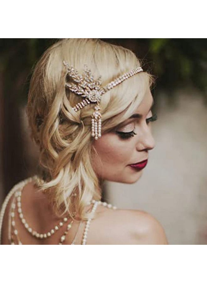 1920'S Flapper Headband Leaf Rhiestones Headpiece Pearl Tassel Bride Wedding Headdress Head Bands Bridal Flapper Hair Accessories Head Chain For Women And Girls (Gold) - pzsku/Z736A94A65AA64F7E6BFFZ/45/_/1721025128/5d515db8-9779-4007-99c5-18788a64fc0f