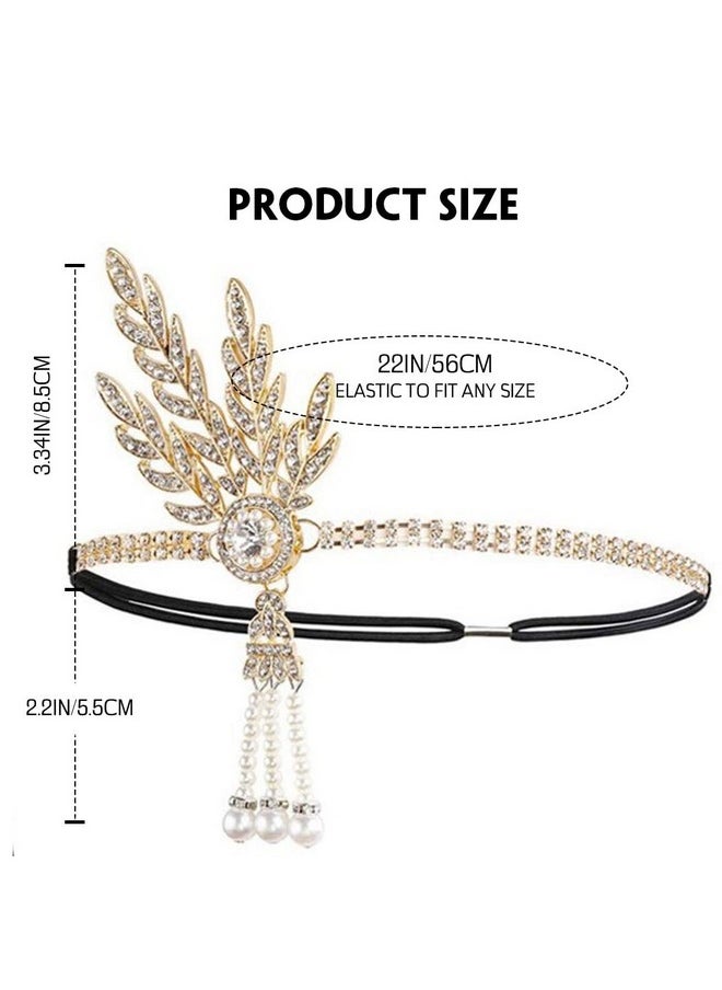 1920'S Flapper Headband Leaf Rhiestones Headpiece Pearl Tassel Bride Wedding Headdress Head Bands Bridal Flapper Hair Accessories Head Chain For Women And Girls (Gold) - pzsku/Z736A94A65AA64F7E6BFFZ/45/_/1721025135/7844e7aa-1872-4f0d-bcee-3cc9d644c39f