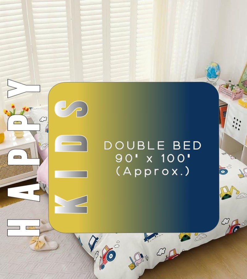 DIVINE OVERSEAS DIVINE OVERSEAS Premium Micro Fabric Kids Bed Sheet Set White Car Design 1 Double Size Bed Sheet 90 x 100 2 Pillow Covers Ultra Soft Durable No Pilling No Shrinking  - Image 2