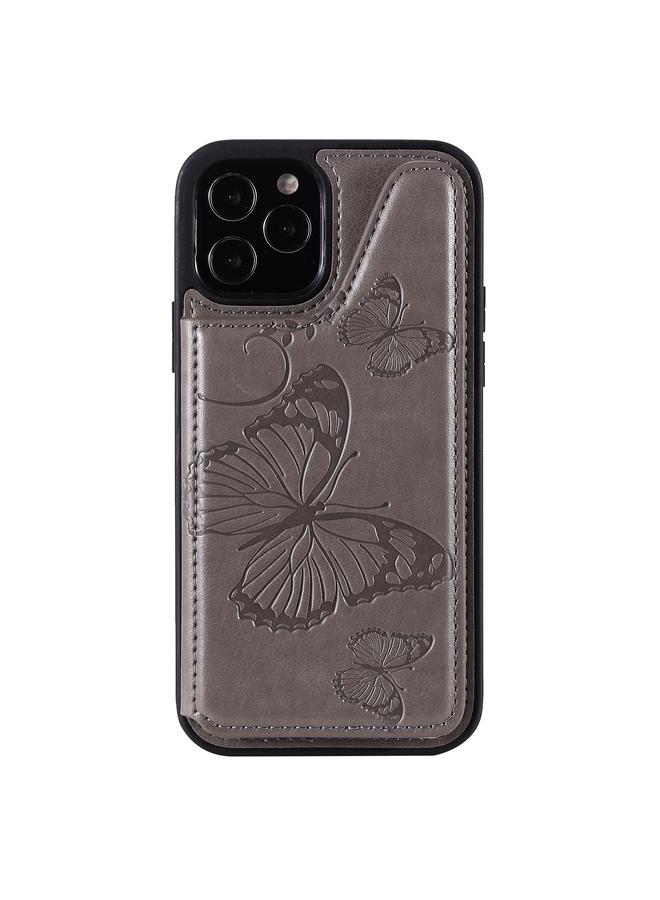 Zaboon Case For iPhone 12 / 12 Pro Butterfly Embossing Pattern Shockproof Protective Case with Holder & Card Slots & Photo Frame - Image 2