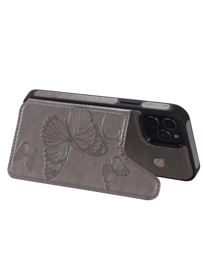 Zaboon Case For iPhone 12 / 12 Pro Butterfly Embossing Pattern Shockproof Protective Case with Holder & Card Slots & Photo Frame - Image 5
