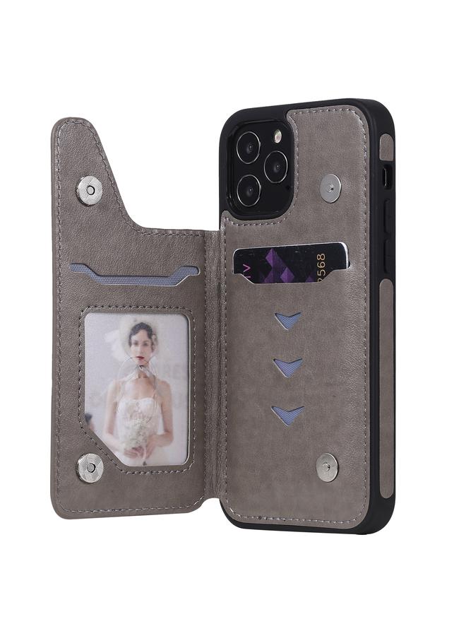 Zaboon Case For iPhone 12 / 12 Pro Butterfly Embossing Pattern Shockproof Protective Case with Holder & Card Slots & Photo Frame - Image 4