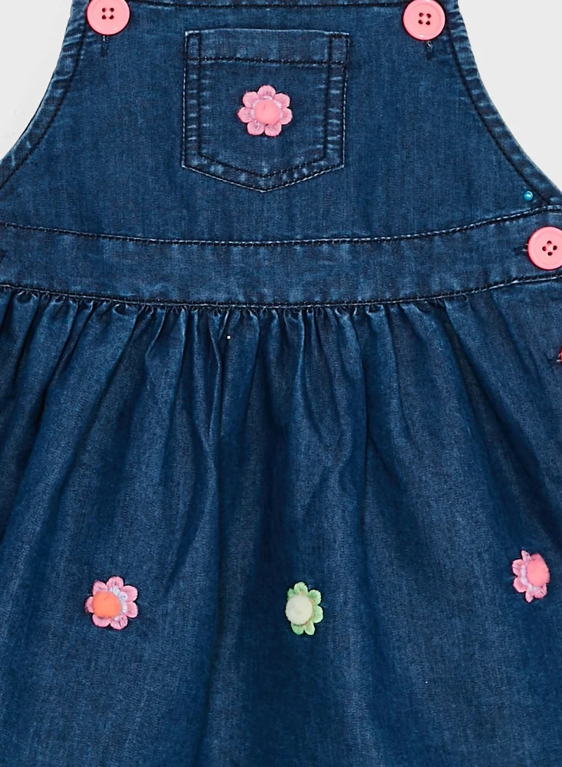Nautinati Nauti Nati Girls Floral Embroidered Denim Pinafore Dress for  Women | Best Price Qatar